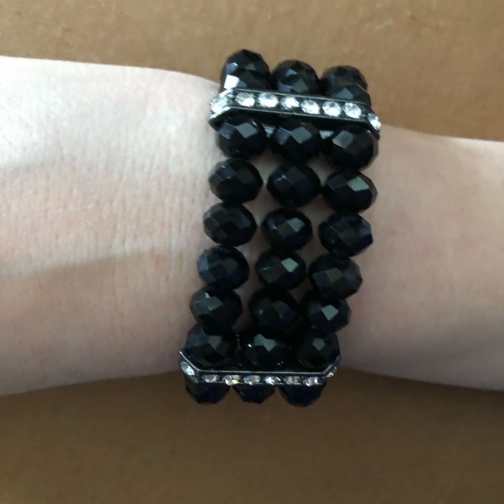 Black & Gunmetal Sparkly Bracelet